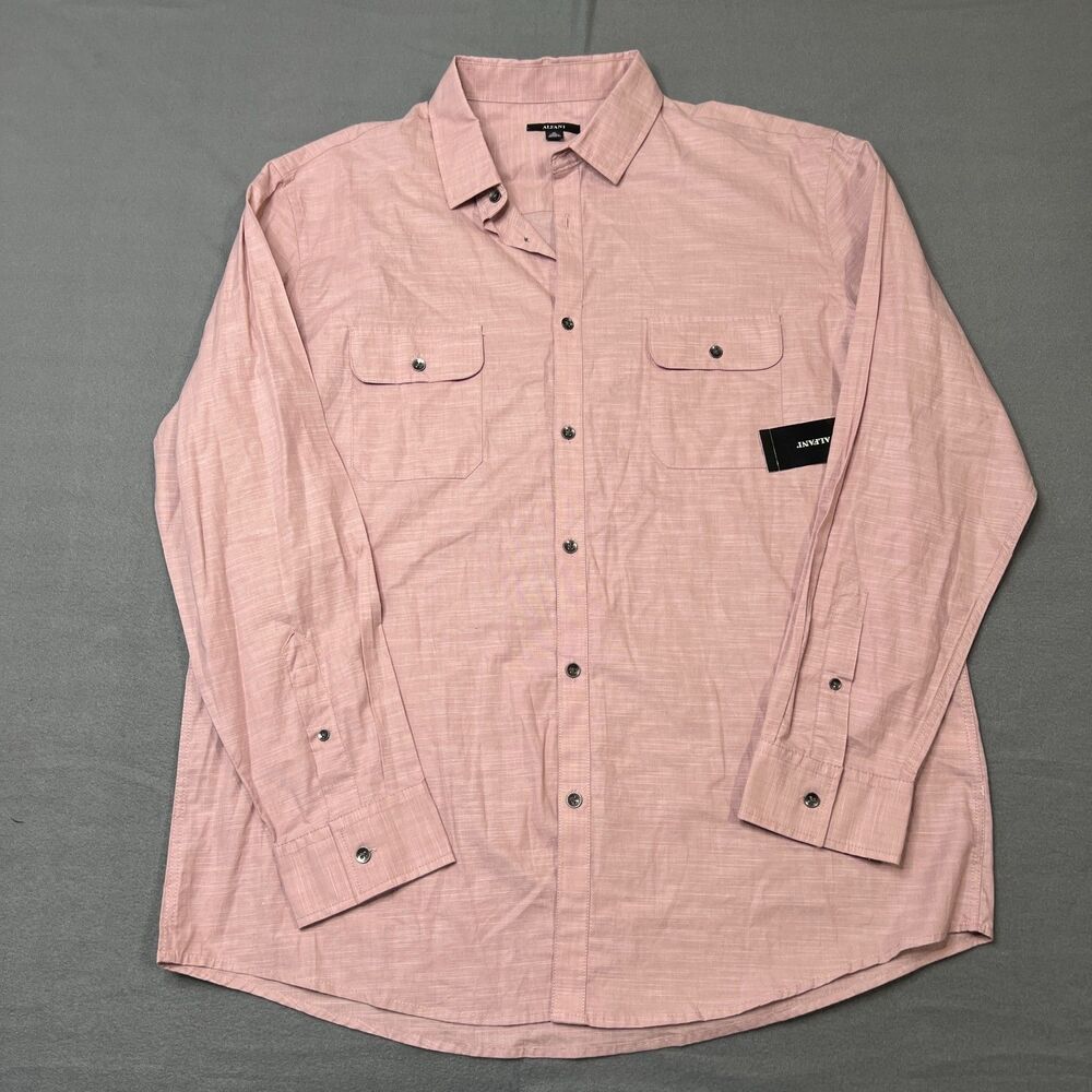 Alfani Shirt Men's Size XL Mauve 100% Cotton Regular Fit Long Sleeve Button-Up